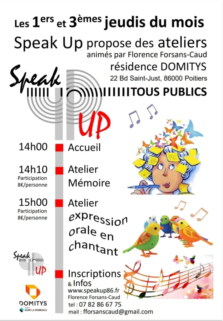Ateliers Memoire et Expression orale Chant le jeudi ouverts 